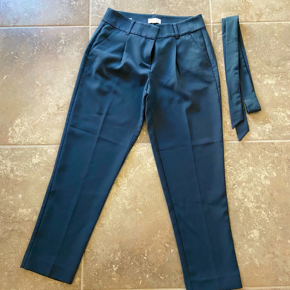 Cute Loft pants with belt in blue gray.